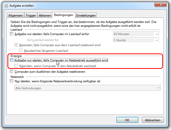 Bedingungen parametrieren